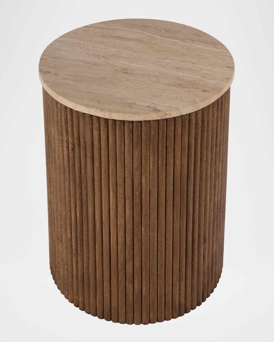 Ruby Fluted Travertine Side Table